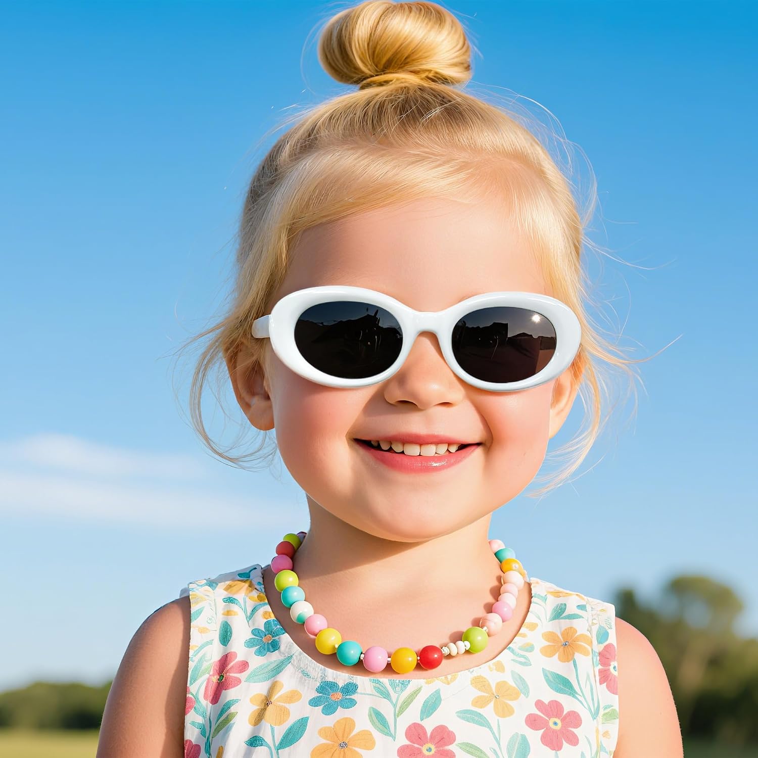 YuJian 2PACK Kids Sunglasses for Girls Boys Oval Small Frame Toddler Shades UV 400 Protection Age 3-8