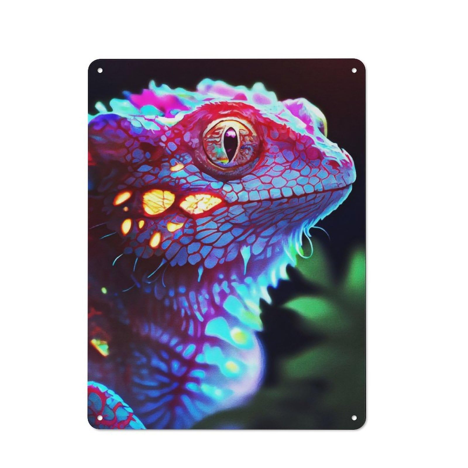 Junmoney Realistic Lizard Fantasy Metal Plaque 40X30cm With For Garage Wall, Vintage Decor, For Vintage Wall Decor Fans, For Metal Sign Collectors
