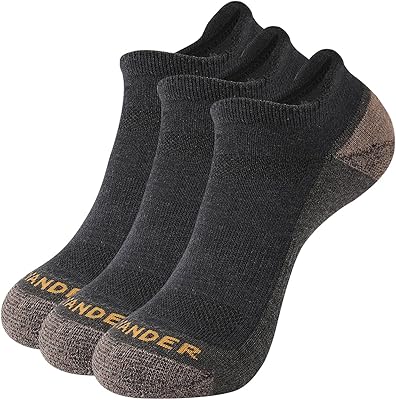 WANDER Mens Athletic Merino Wool Ankle Socks Low Cut Tab Cushioned Sports Running Workout Hiking No Show Socks 3 Pairs