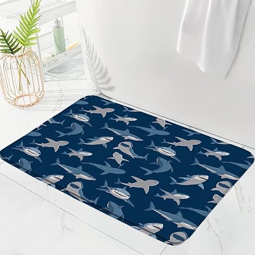 Miniatura 9 de GCTNBJL Tapete de baño con diseño de tiburón, color azul marino, océano, tiburón, abrir la boca, peligro, humor, peces, mar, náutico, para baño