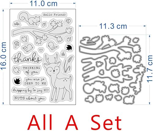 Miniatura 2 de Juego de sellos y troqueles de ardilla de ciervo pequeño para hacer tarjetas, sellos transparentes y troqueles de corte de metal para álbumes de