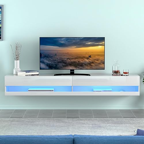 Miniatura 2 de Vinctik 6&Fox Soporte flotante de TV de 70 pulgadas para TV de 7580 pulgadas, moderno soporte de TV LED para sala de estar, soporte de TV flotante