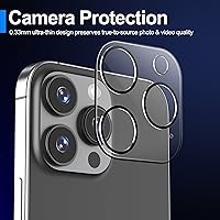 Vista 5 de Ailun Paquete de 3 Protectores de Pantalla para iPhone 15 Pro Max [6.7 pulgadas] + Paquete de 3 Protectores de Lente de Cámara con Marco