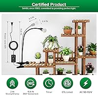 Vista 6 de SANSI LED Grow Lights for Indoor Plants, Lifetime Free Bulb Replacement, 150W Full Spectrum Gooseneck Clip Plant Grow Light, Plant Light with Timer