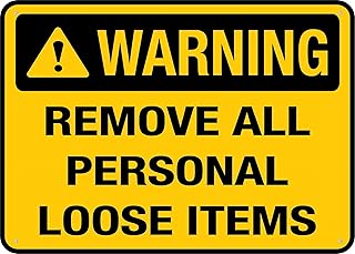 Warning Remove All Personal Loose Items Sign - 12x8 inch UV Printed Rust Free Aluminum, Yard Alert For Home/Business/Driveway