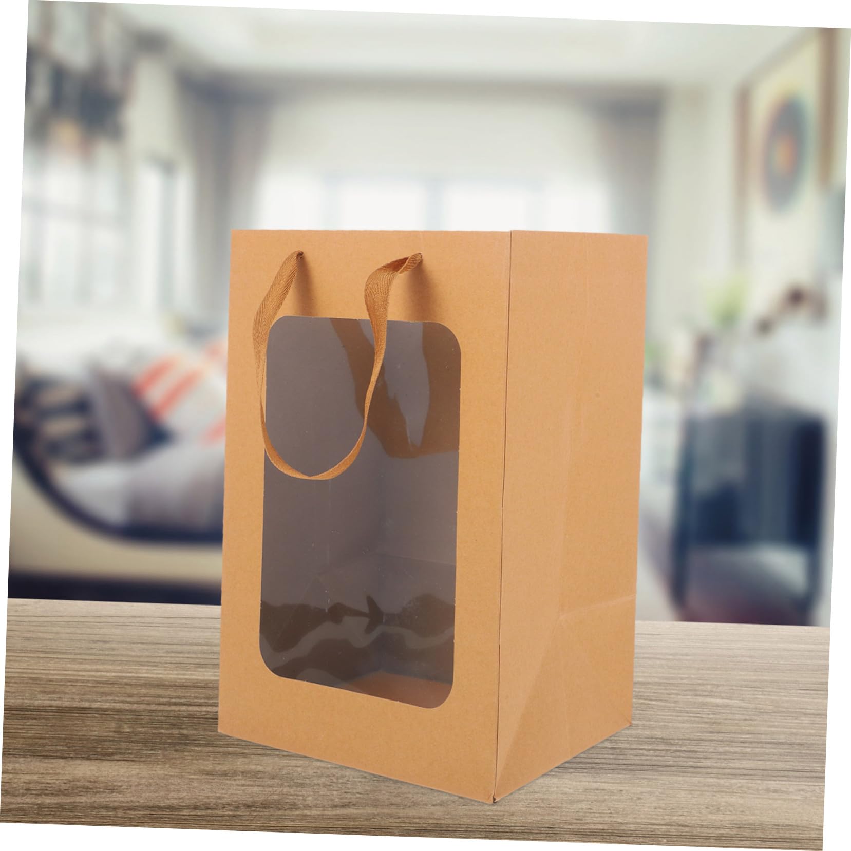 Didiseaon 10 pièces Cadeau Transparent avec Fenêtre Lot de Papier Kraft Moyen Format Emballage pour Fêtes et Cadeaux