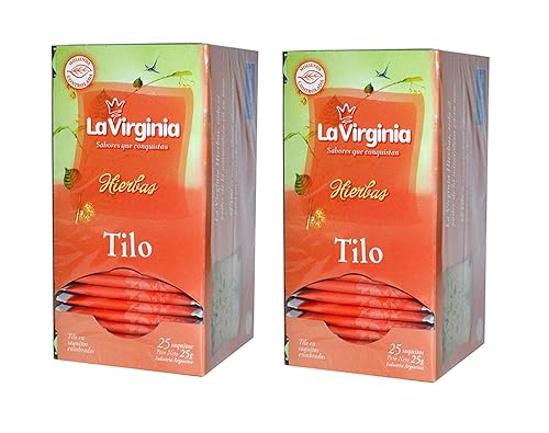 LA VIRGINIA Tés Tilo 2 Pack - 25 Saquitos | Té de tilo 25 bolsas de té.