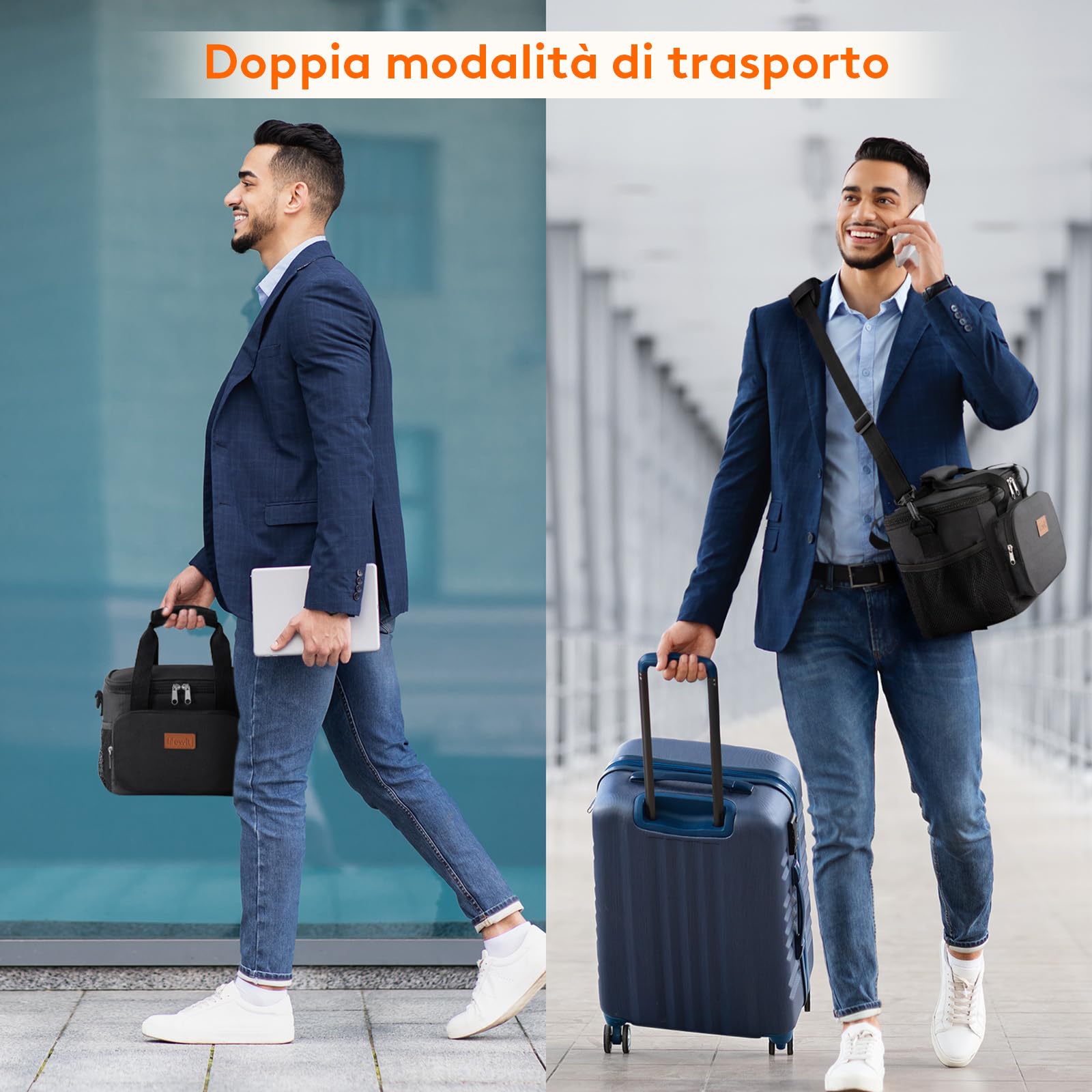 Lifewit Borsa Termica Porta Pranzo 9L(12 Lattine), Medio Borse Frigo Pranzo Ufficio per Uomo e Donna, Lunch Bag per Lavoro, Mare, Viaggio, Spiaggia, Nero