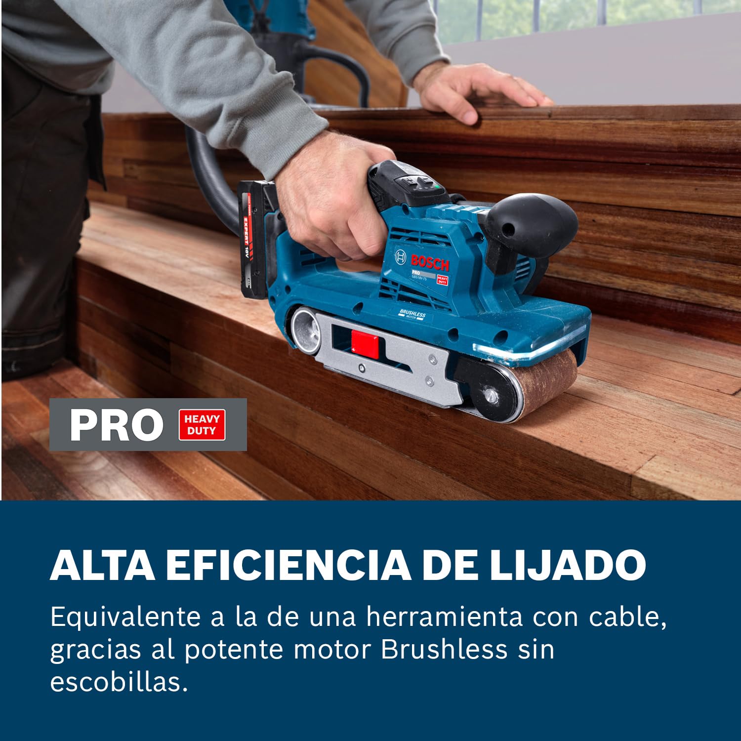 Bosch PRO 18V System Lijadora de banda a batería GBS18V-75 (incl. banda de lija de grano 80, bolsa para polvo)
