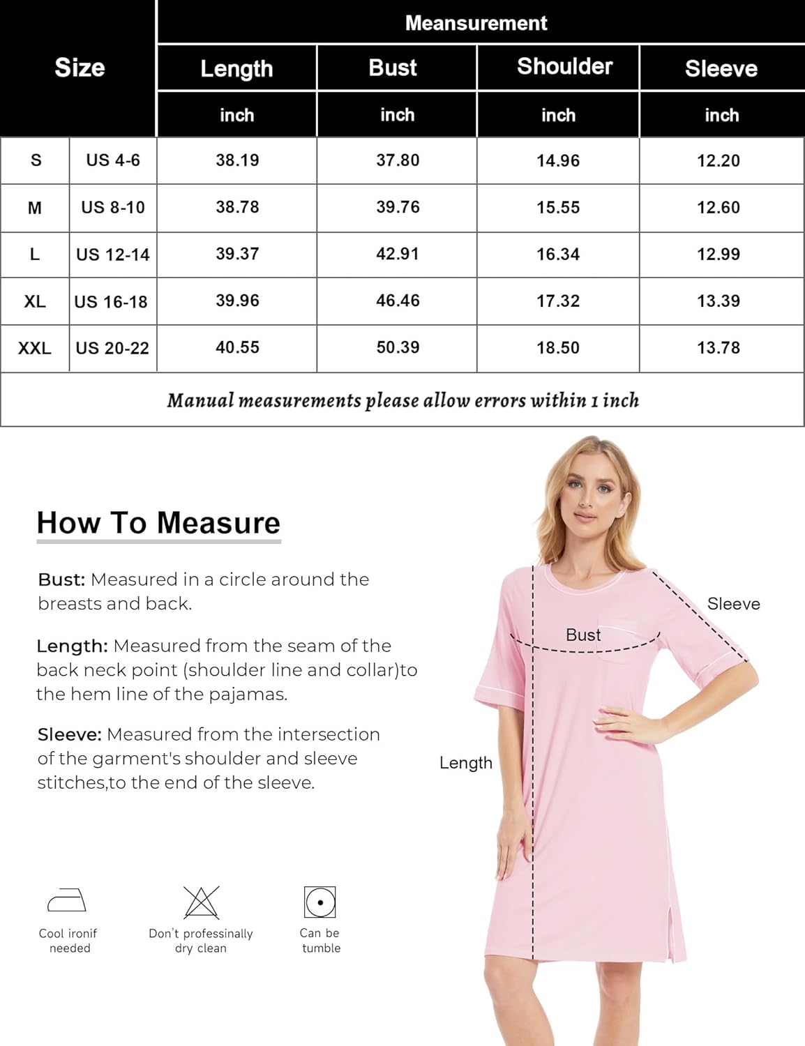 GYS バンブー ビスコース ナイトガウン レディース 半袖 クルーネック スリープシャツ