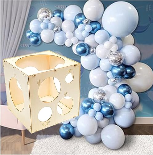 Miniatura 6 de Cubo de medición de globos de madera ensamblable de 9 agujeros, caja de medición de herramientas para fiestas, cumpleaños, decoraciones de boda