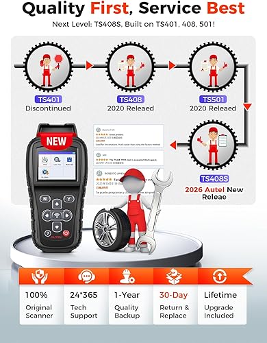 Miniatura 9 de Autel MaxiTPMS TS408S, herramienta de reaprendizaje TPMS 2026 funciona como TS501 PRO TS508WIF MK808S-TS MP900TS, OBD II Pr0gramming para Autel
