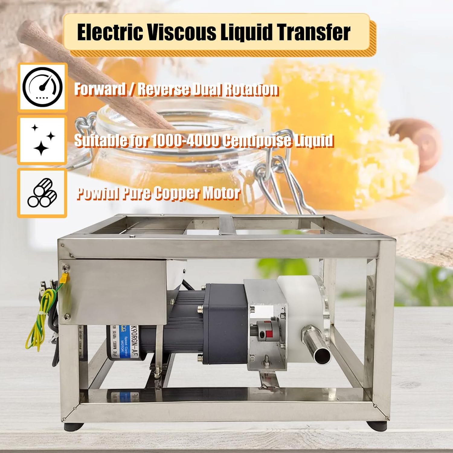Elektryczna lepka pompa do cieczy, 10 l/min, pompa transferowa miodu, regulowana prędkość, pompa do pasty do grubych płynów, idealna do zastosowań kuchennych i przemysłowych