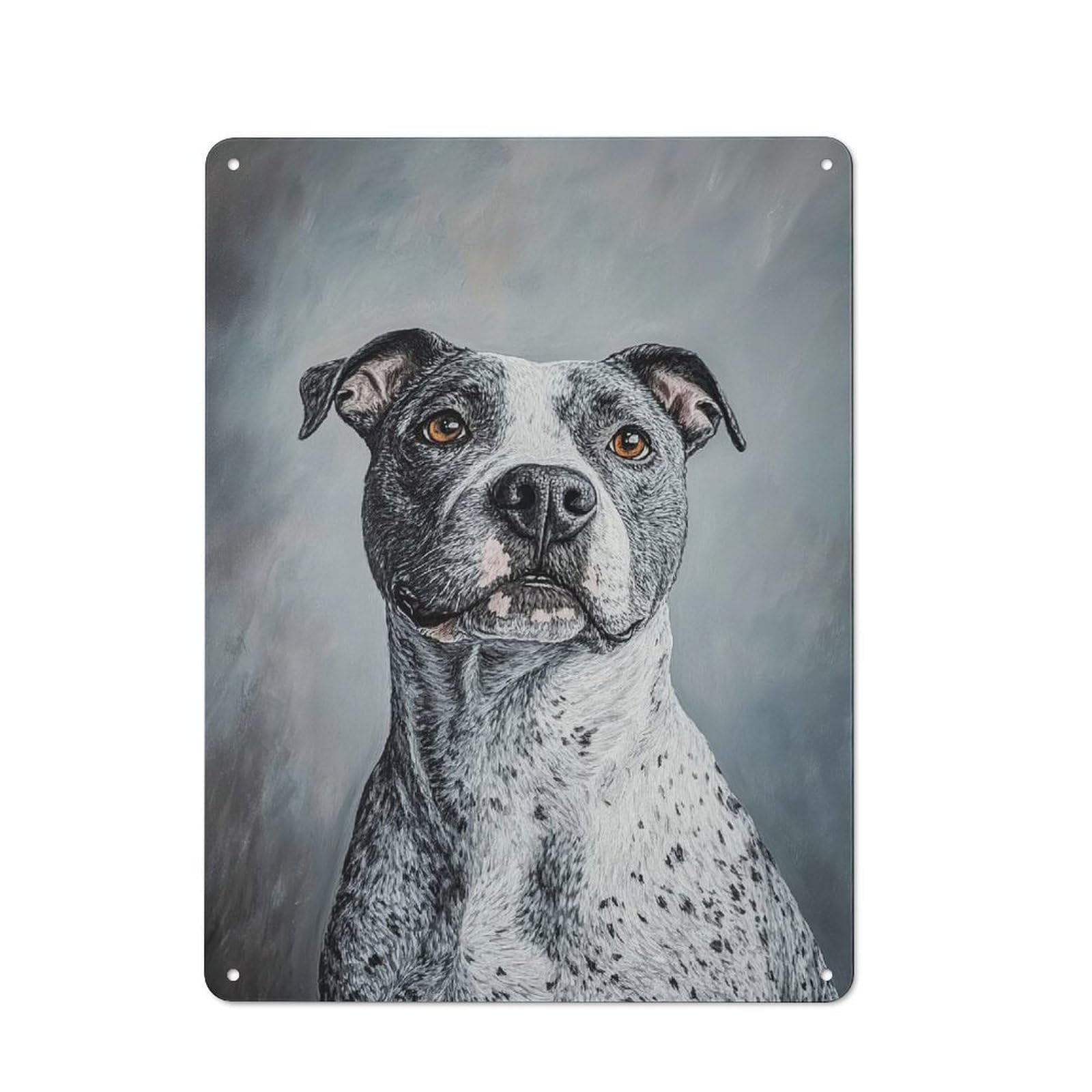 Junmoney Style-16 Rustic Tin Sign 40X30cm Featuring Pit Bull Portrait For Living Room Wall, For Room Styling Across Living Rooms And Feature Walls