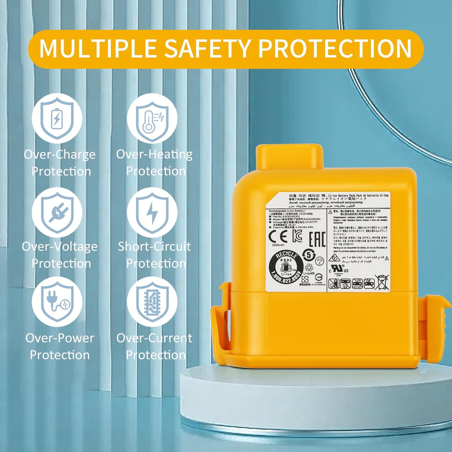 EAC63382201 EAC63382202 EAC63382204 Battery Replacement for LG CordZero A9 Plus Stick Cordless Vacuum Vacuum Cleaner EAC63758601 MEV65921201 EAC63382208 EAC63758603 EAC63382202 EAC63382205 EAC63382209