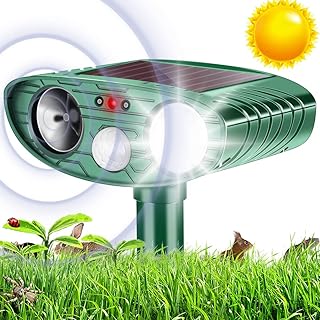 Titifeya Cat Deterrent for Garden Ultrasonic Cat Scarer Solar Powered Fox Repellent Animal Repeller with Flashing Light Waterproof Upgraded Motion Activated Sensor for Dogs Birds etc