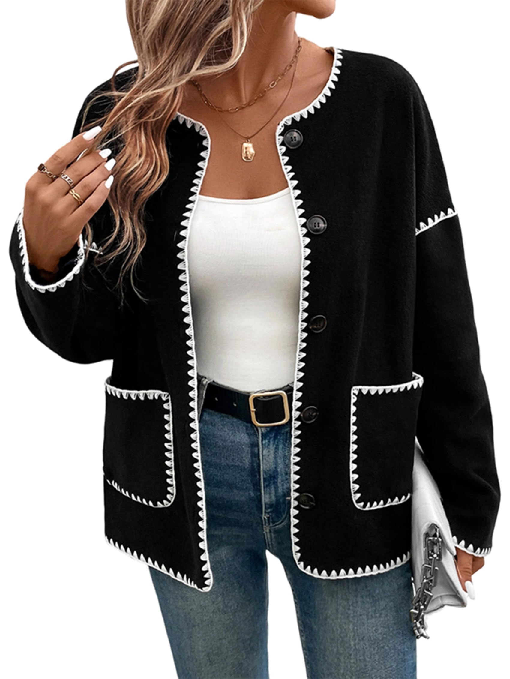 Suéteres Tipo Cárdigan Cortos para Mujer, de Otoño, Elegantes, Informales, de Larga, con Botones, de Punto, Chaqueta de, Prendas de Vestir Exteriores