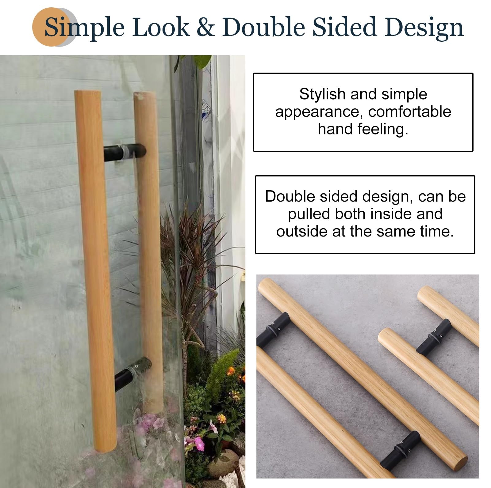 Manijas de Puerta corredizas de Madera de Doble Cara con Sistema de Empuje y Tiro - Manijas de Granero corredizas de 120 cm (47,25") en Forma de H para Uso contemporáneo en viviendas y Local