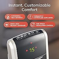 Vista 5 de Lasko Oscillating Digital Ceramic Tower Heater for Large Rooms, with Adjustable Thermostat, Timer and Remote Control, 29 Inches, 1500W, Black, 5586