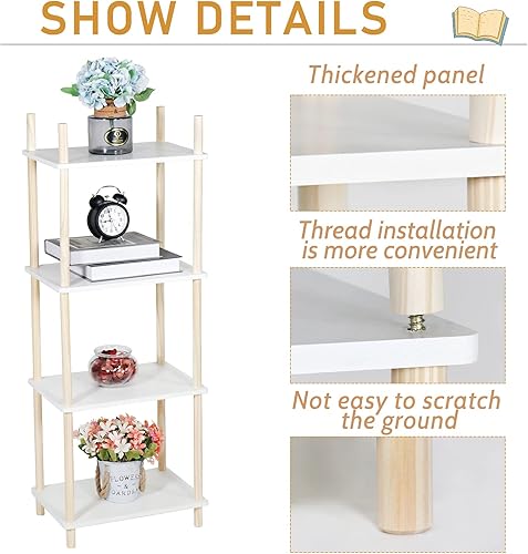 Miniatura 6 de LITA Mesa auxiliar moderna de madera, mesa auxiliar decorativa para plantas con almacenamiento de revistas para dormitorio, sala de estar, baño,