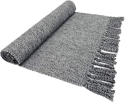 Alfombra de baño de algodón, reversible, alfombra de trapo, tejida a mano, Chindi, para cocina, baño, dormitorio, 23 x 40 pulgadas