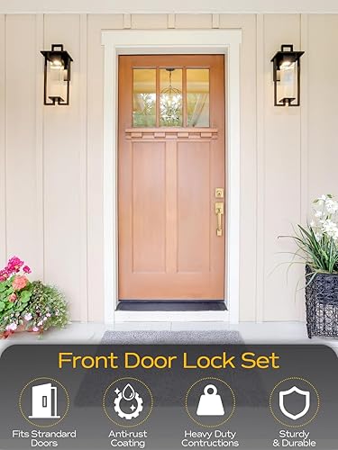 Miniatura 5 de EHOMEWARE Juego de manillas de puerta 3633SB-01ET (2, Juego de manijas con palanca - cilindro simple)