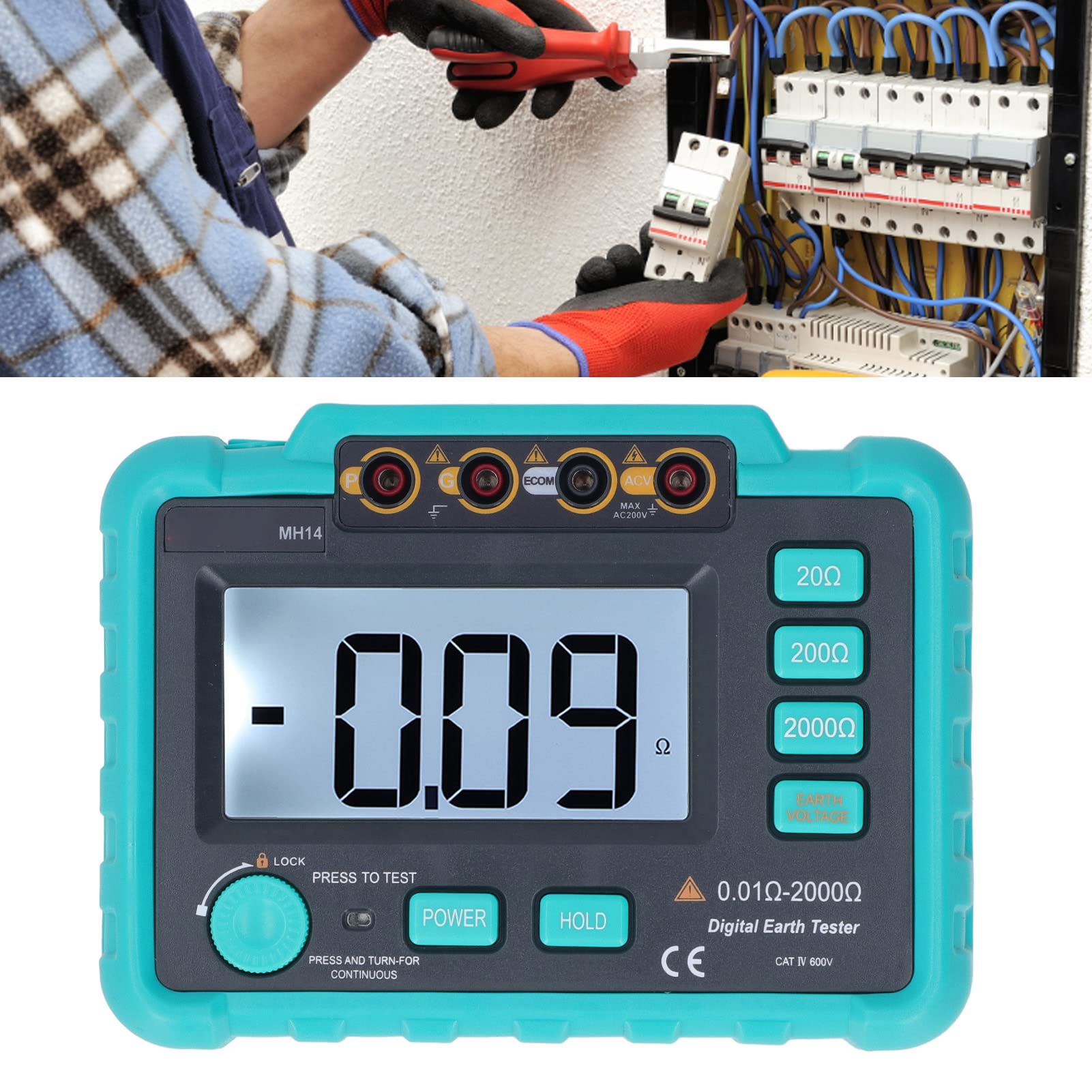 Megóhmetro Eléctrico Medición Precisa Probador de Resistencia Digital Aislado Instrumento de Prueba de Puesta a Tierra para Motores Cables Interruptores Electrodomésticos