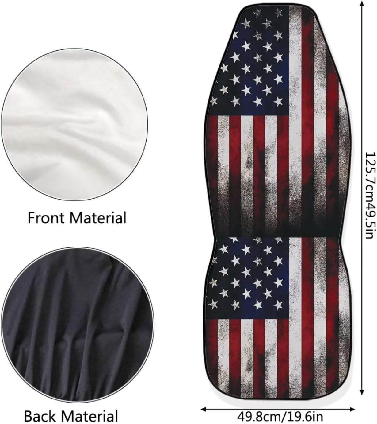 Xoenoiee Retro American Flag Car Seat Covers 2 Pack Front Seat Cover Bucket Seat Cushion Protector, 4th of July Patriotic Flag Pattern Universal Fits Most Car Truck Van and SUV