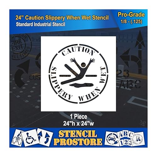 Plantilla de seguridad para marcado de piso, plantilla de precaución resbaladiza de 24 pulgadas cuando está mojado, 24 x 24 x 18 pulgadas (128 mil), Plantilla de seguridad para marcado de piso, plantilla de precaución resbaladiza de 24 pulgadas cuando está mojado, 24 x 24 x 18 pulgadas (128 mil),