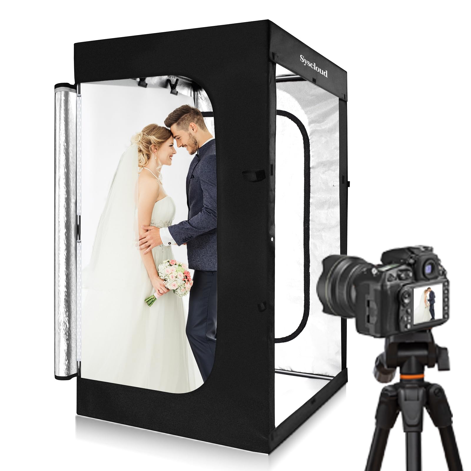 Photo Studio Light Box, 47"x39"x78" Professional Dimmable Shooting Tent Kit with 640 LEDs Lights & 3 Kinds Double-Sided Color Backgrounds for Large Product Photography