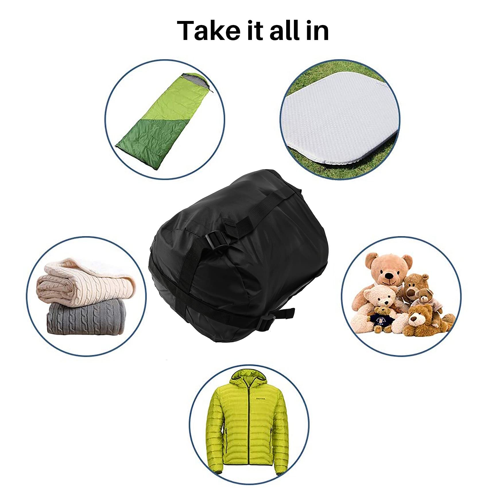 Bolsa de compresión ligera, impermeable, de dormir, bolsa de almacenamiento para camping, senderismo, viajes y actividades al aire libre