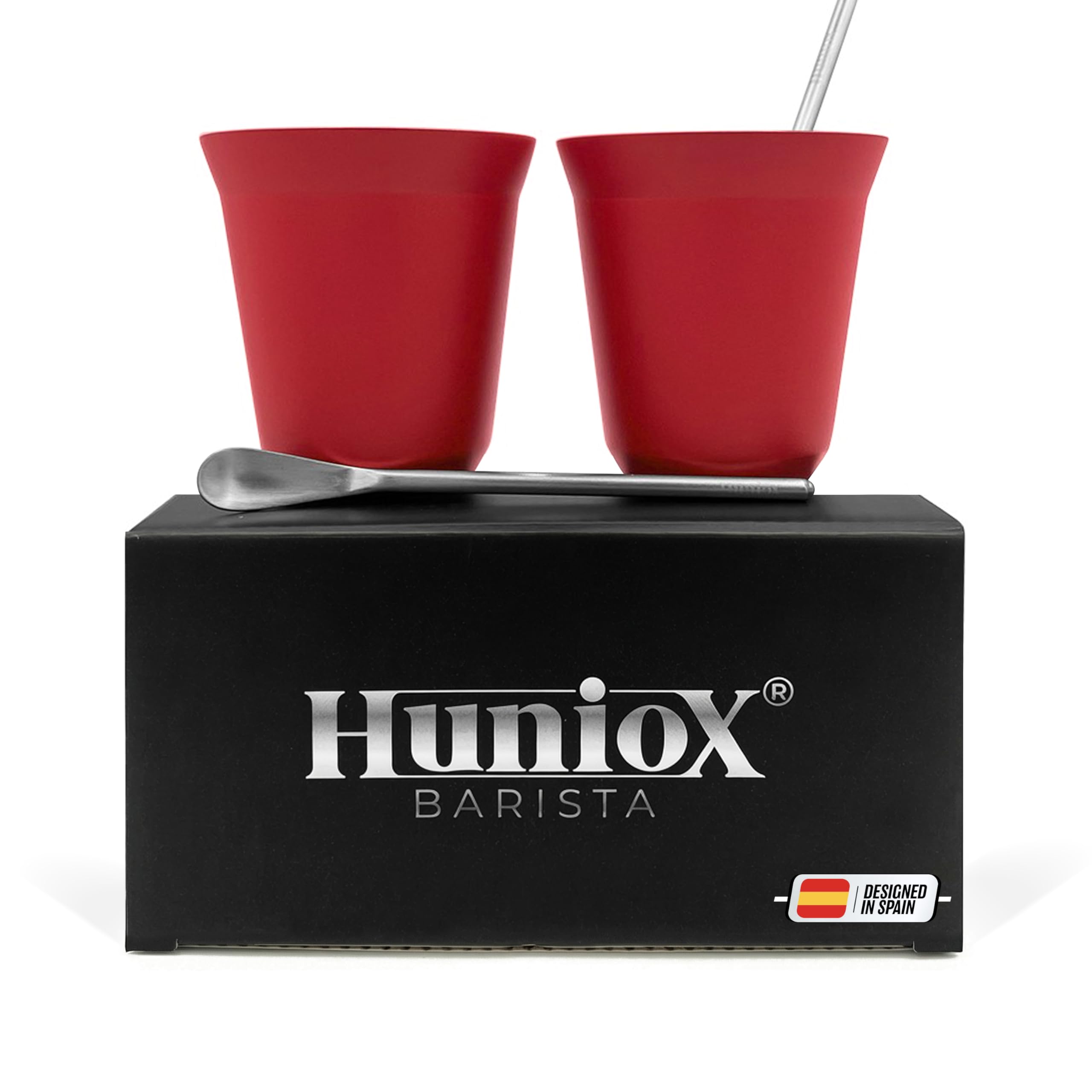 Tasses café double paroi 160 ml Ruby avec cuillères design