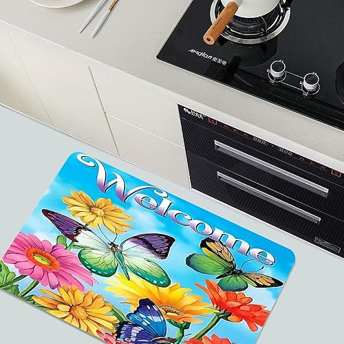 Miniatura 5 de Tapete de baño de piedra de tierra de diatomeas súper absorbente, alfombras de baño de secado rápido con girasol, mariposa, girasol, tapete de baño