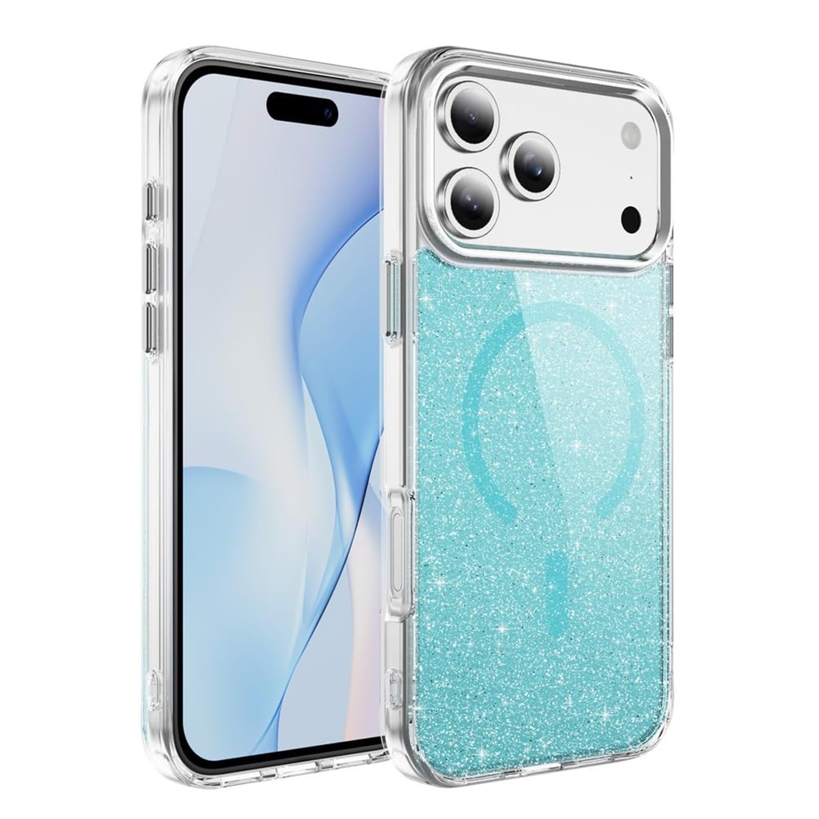 Coque magnétique iPhone 17 Air Pro Max transparente verte fine