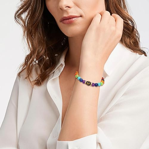 Miniatura 2 de YANCHUN Pulsera Arus 7 Chakras Original, Pulsera de piedra curativa para mujer, 7 chakras Reiki, cristales curativos, pulsera de piedras preciosas