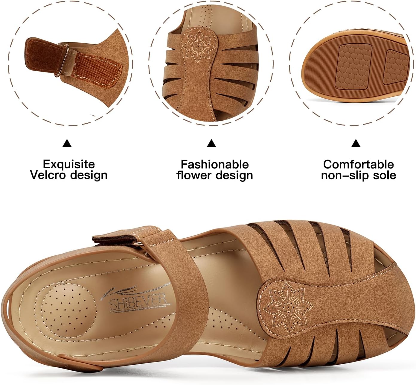 SHIBEVER Women Comfortable Flat Sandals: Dressy Summer Sandal - Closed Toe Fisherman Sandals - Image 5
