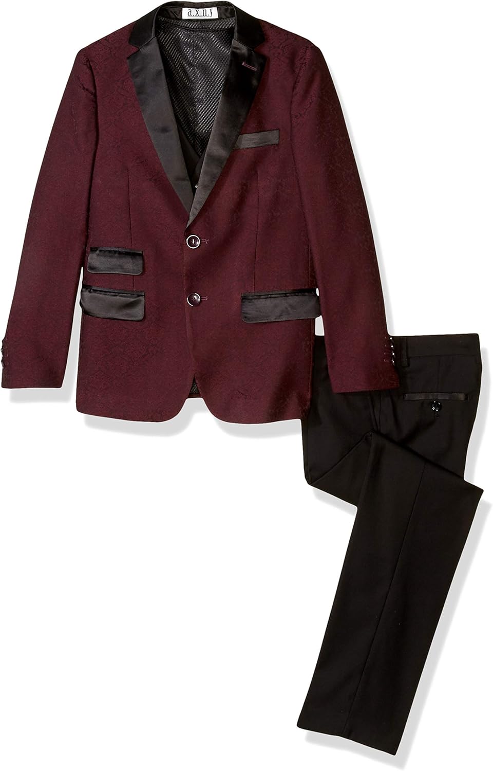 AXNY Boy's 2-20 Tailored Three-Piece (Jacket, Vets, Trousers) Printed Tuxedo Set