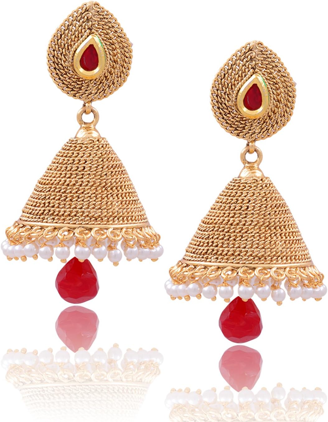Krisha Jewels Girls' Beautiful Pearl Jhumka Gold-color Atgol1991