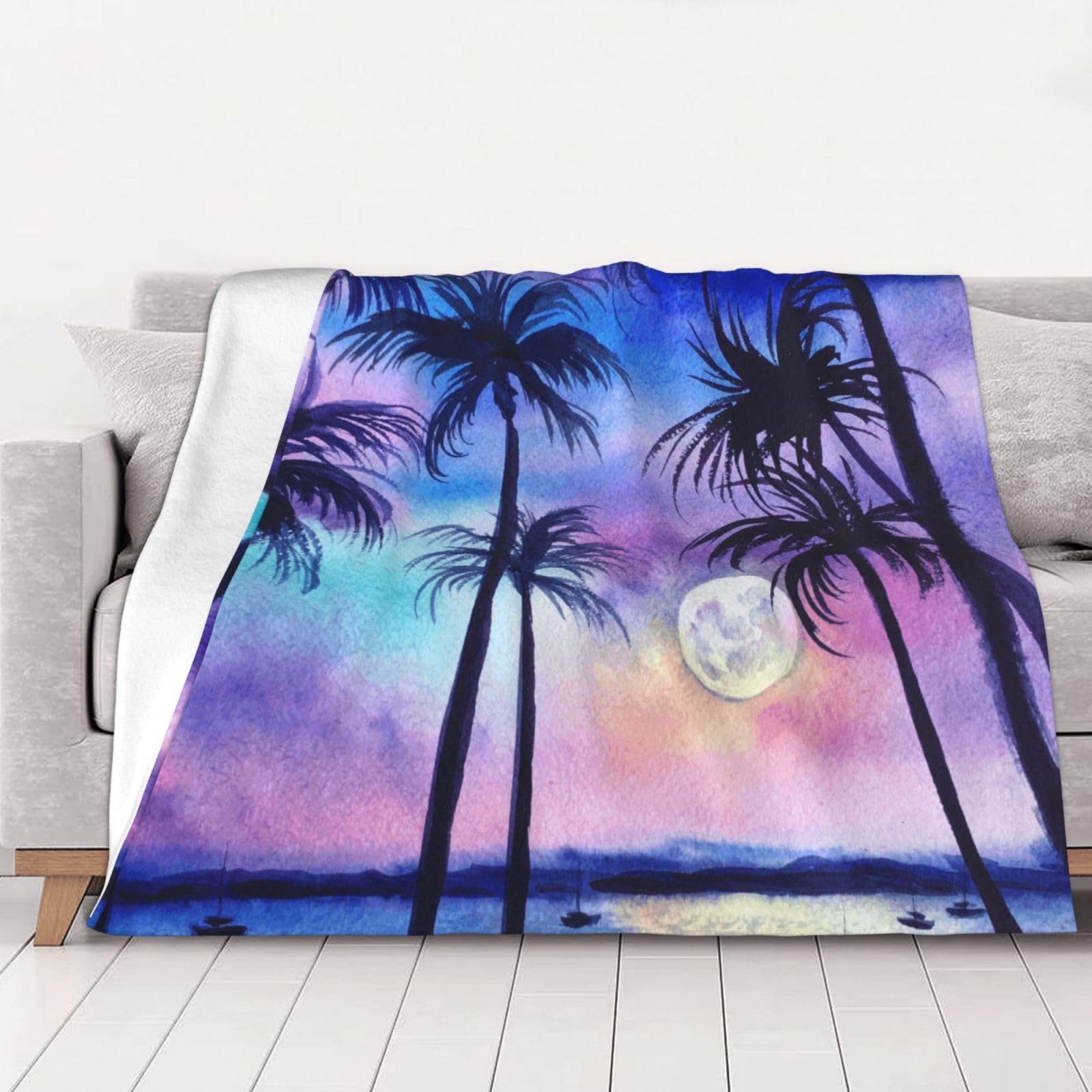 Couverture flanelle palmier contre le froid sur votre lit ou canapé