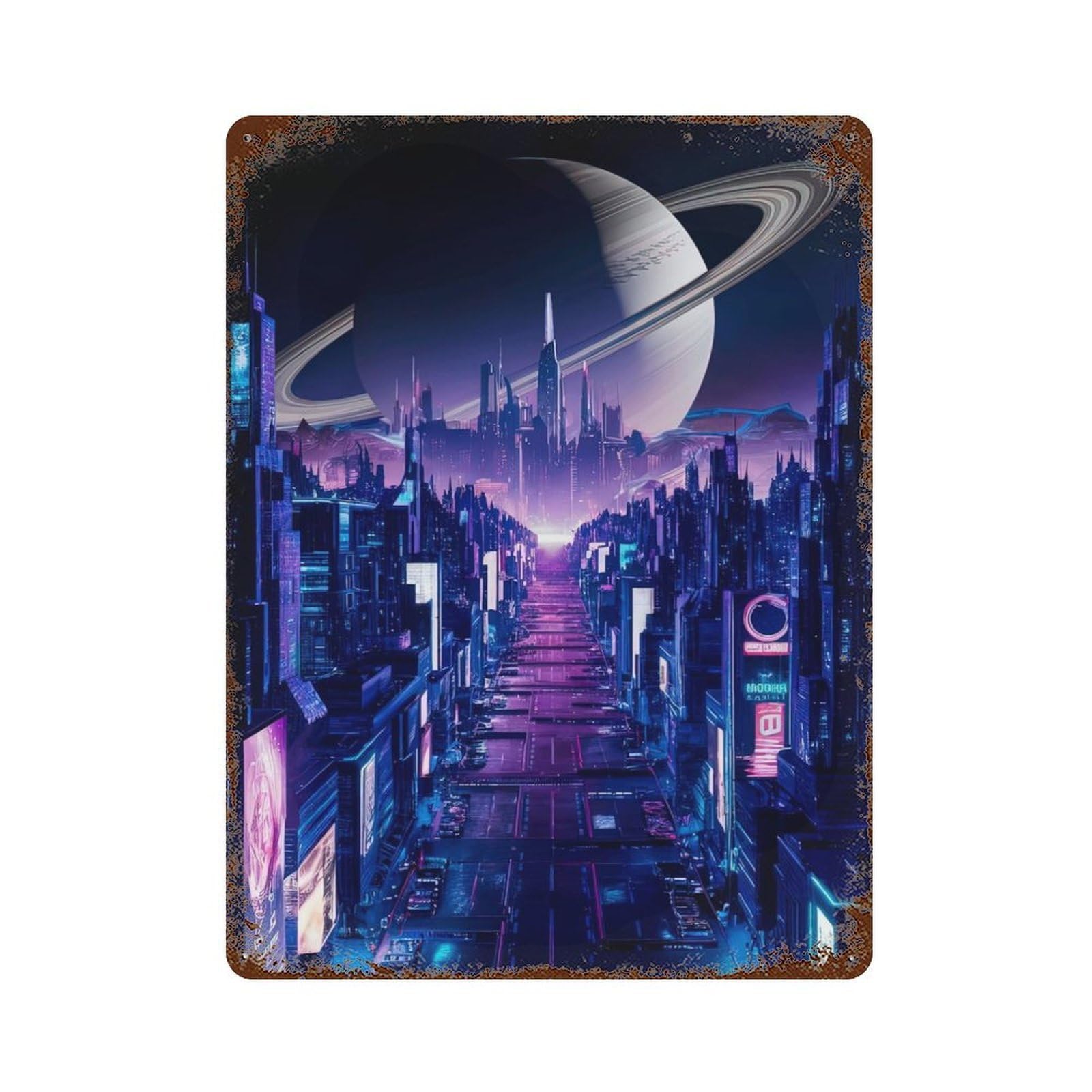 Phantom Night City Rusty Metal Tin Sign 15.7"x11.8", Ideal for Pub, Kitchen And Man Cave Decor