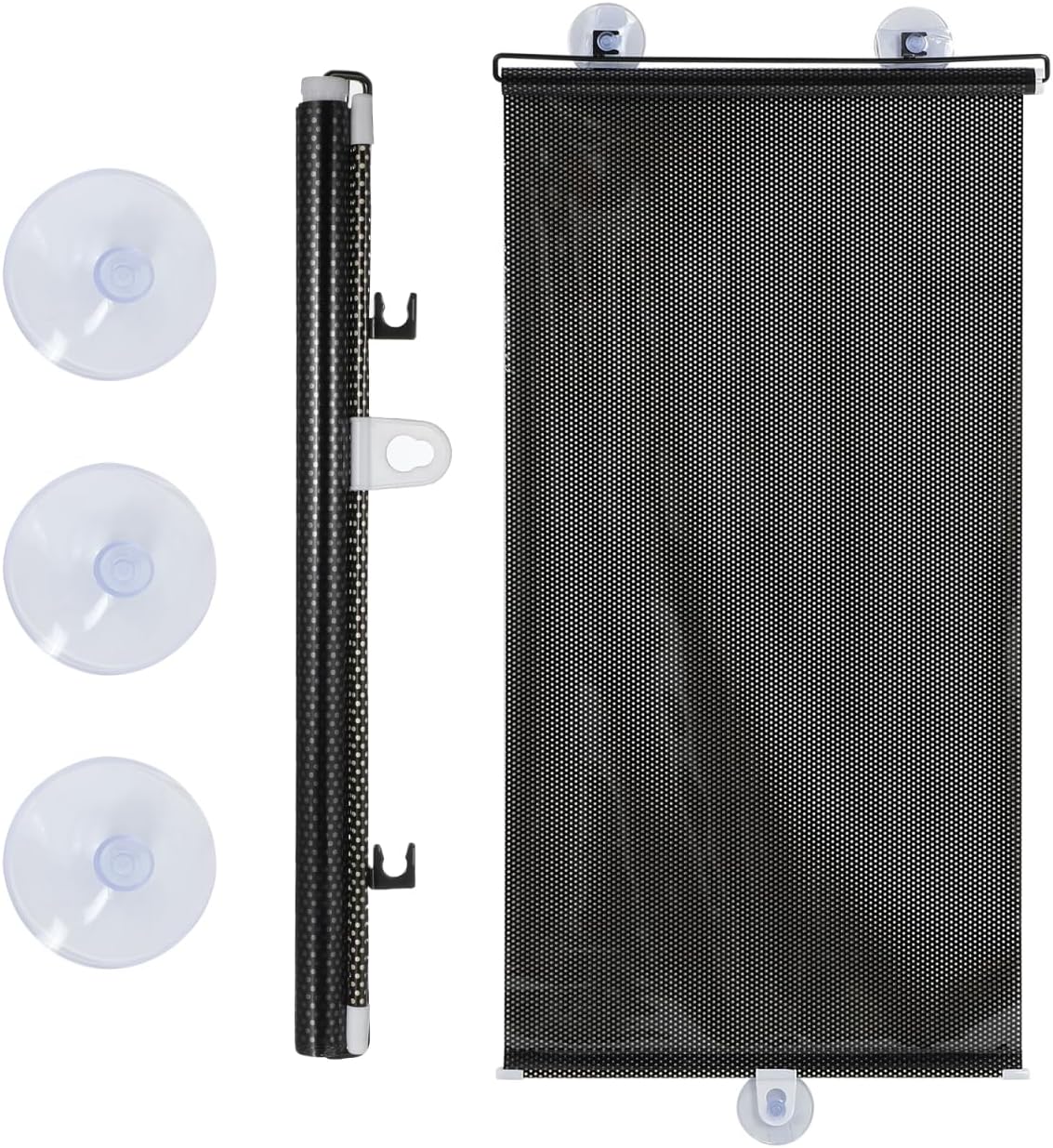 DOITOOL Roller Blinds with Suction Cups Blackout Curtain for Balcony Window Door Temporary Sun Blocking Shades