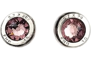 Rhodium Plated June Themed Light Lavender Crystal Bullet Stud Earrings In 5.7x28 Millimeter