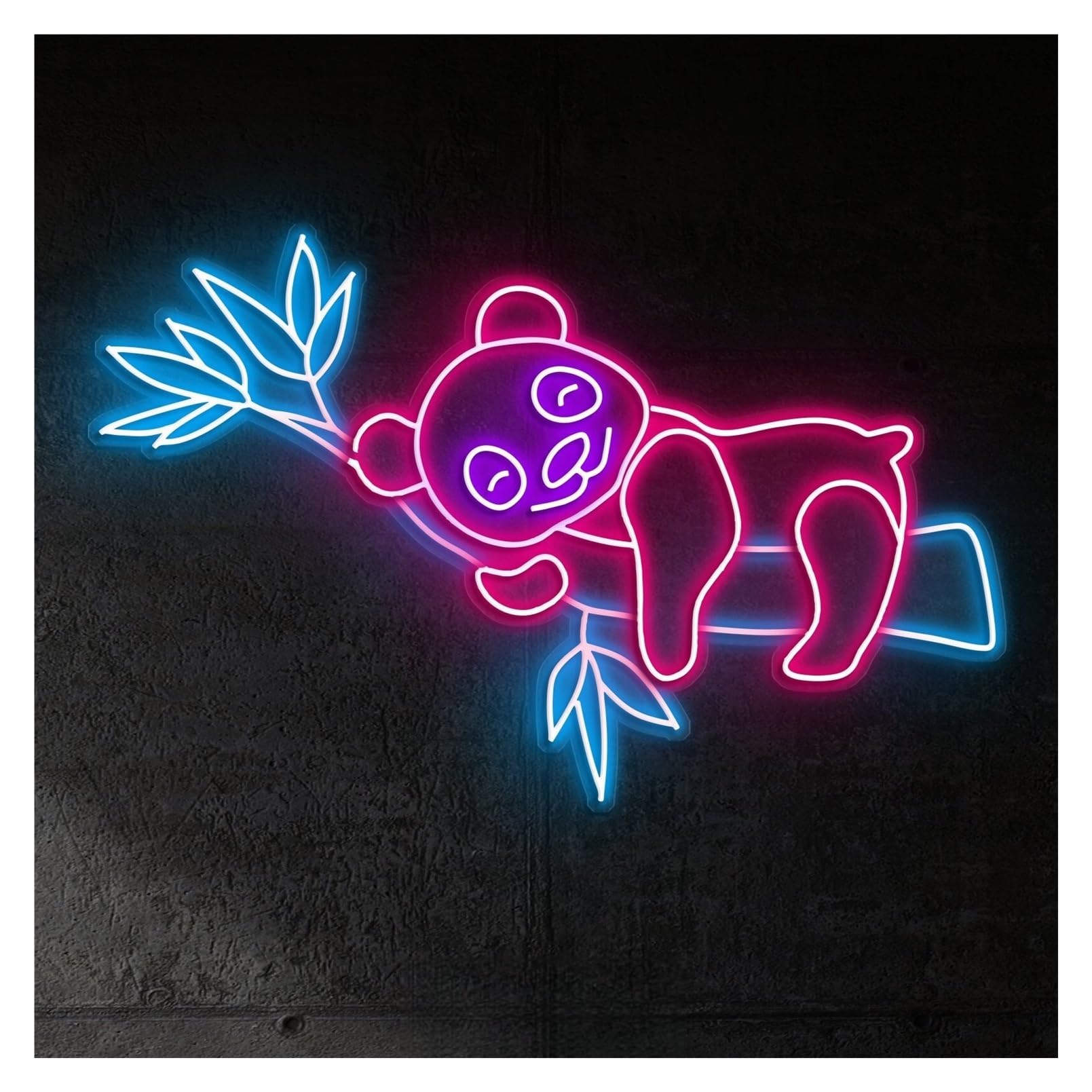 RONGCH Hanging Art Neon Signs Panda On Bamboo Branch Neon Sign, Suitable for Home Decor with Brightness Adjustable 58cm(A)