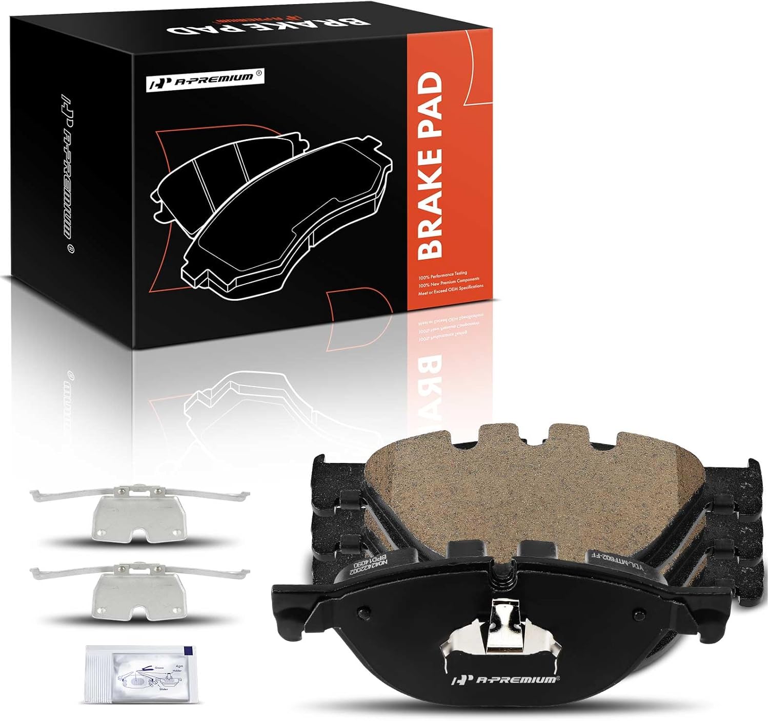 A-Premium Front Ceramic Brake Pads Set Compatible with BMW and Bentley Models - 528i, 535i GT, 550i GT xDrive, 650i xDrive Gran Coupe, 740Li, 750i, ActiveHybrid 7, Alpina B7, Arnage, 4-Pack