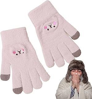 女性用 手袋 | タッチスクリーン対応 ふわふわ サイクリング ミトン | 全指 レディース グローブ - テキスト 運転 仕事 アウトドア スポーツ 雪季節対応