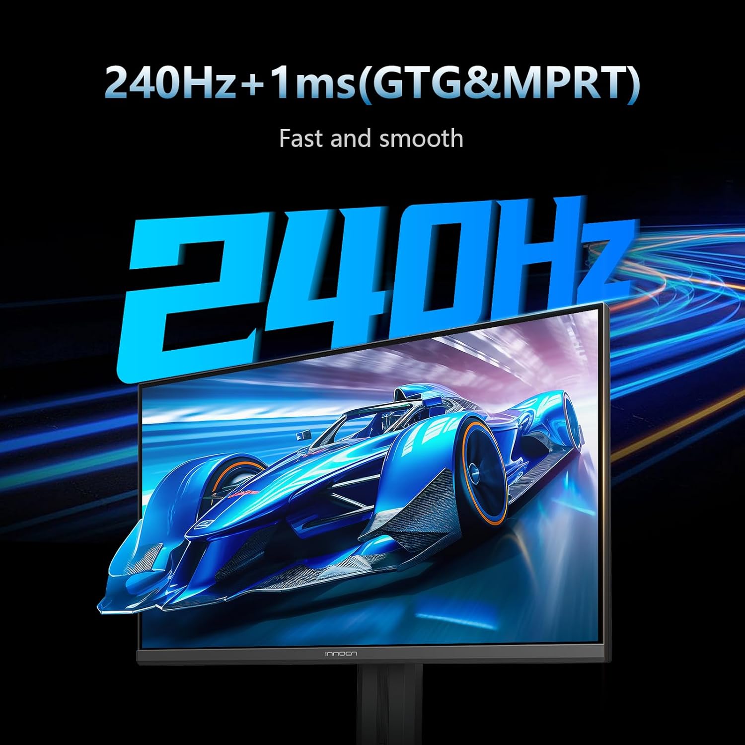 Monitor displaying fast motion with 240Hz and 1ms response time