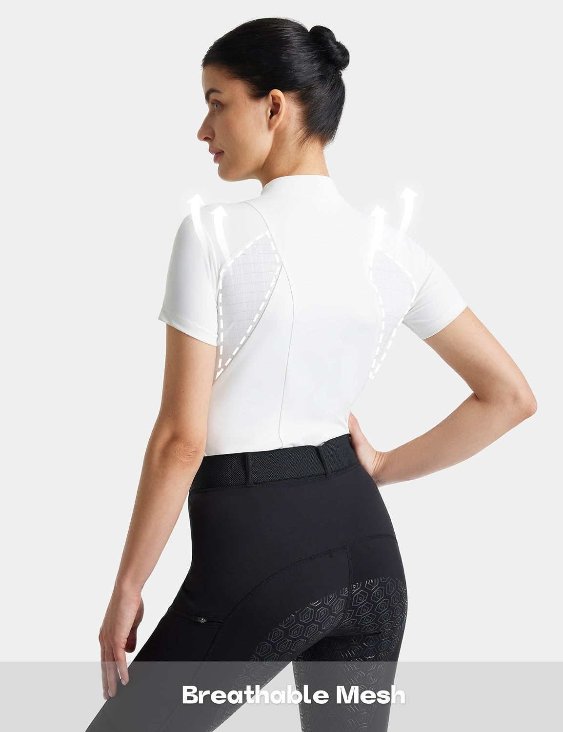 FitsT4 Sports Equestrian Shirts for Women Short Sleeve Horse Riding Shirts Quick Dry UPF50+ Riding Top Quarter Zip - Image 2