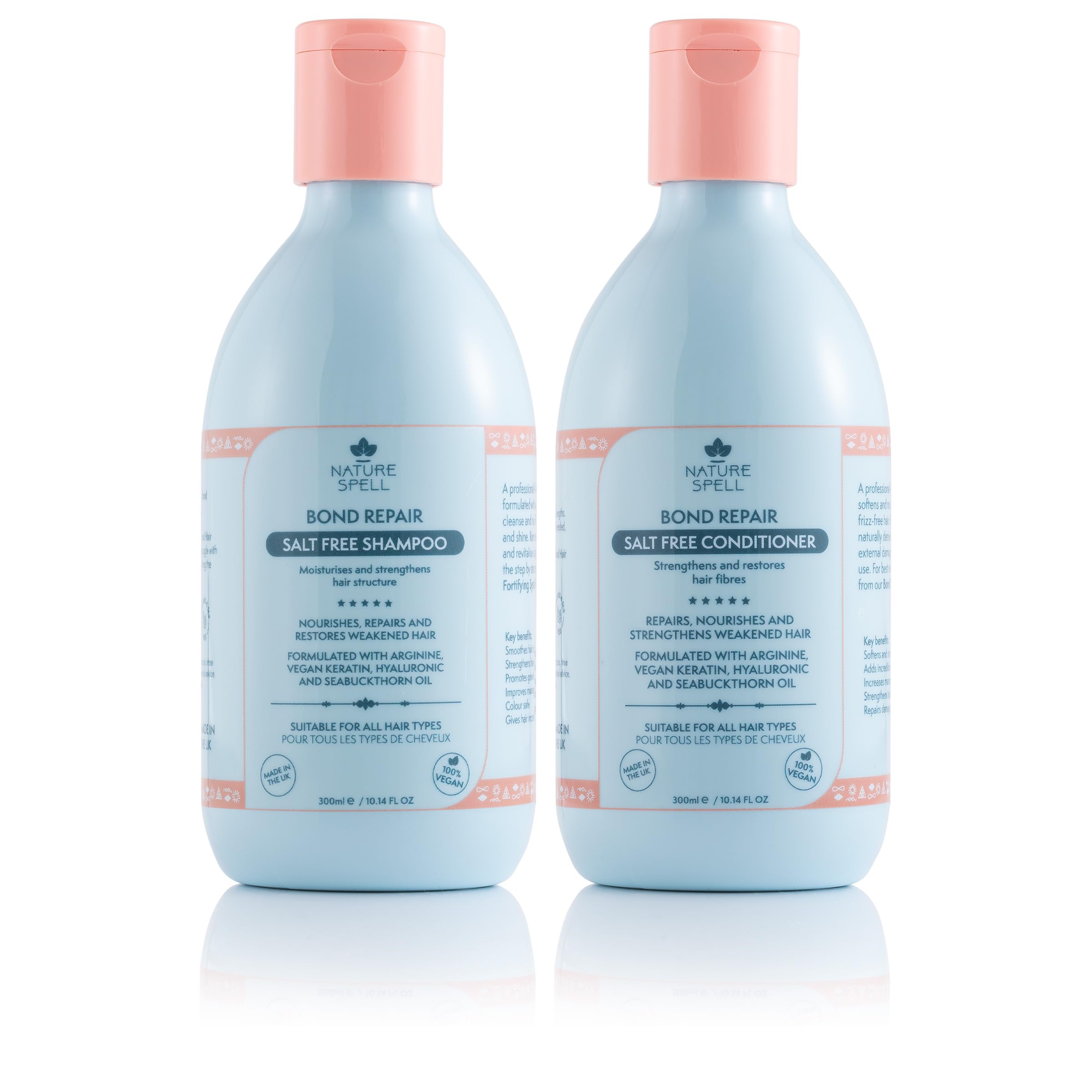 Nature Spell Bond Repair Haircare Duo, Prevents Damage and Restores Hair Structure, Includes Shampoo and Conditioner, Vegan