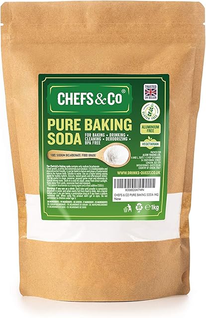 CHEFS & CO Pure Baking SODA (1KG) | 100% Sodium Bicarbonate | for Baking | for Drinking | Aluminium Free | BPA Free | Raising Agent