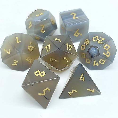 Juego de dados de piedras preciosas naturales hechos a mano, colección de dados de jade para Calabozos y Dragones (ojo de tigre rojo)